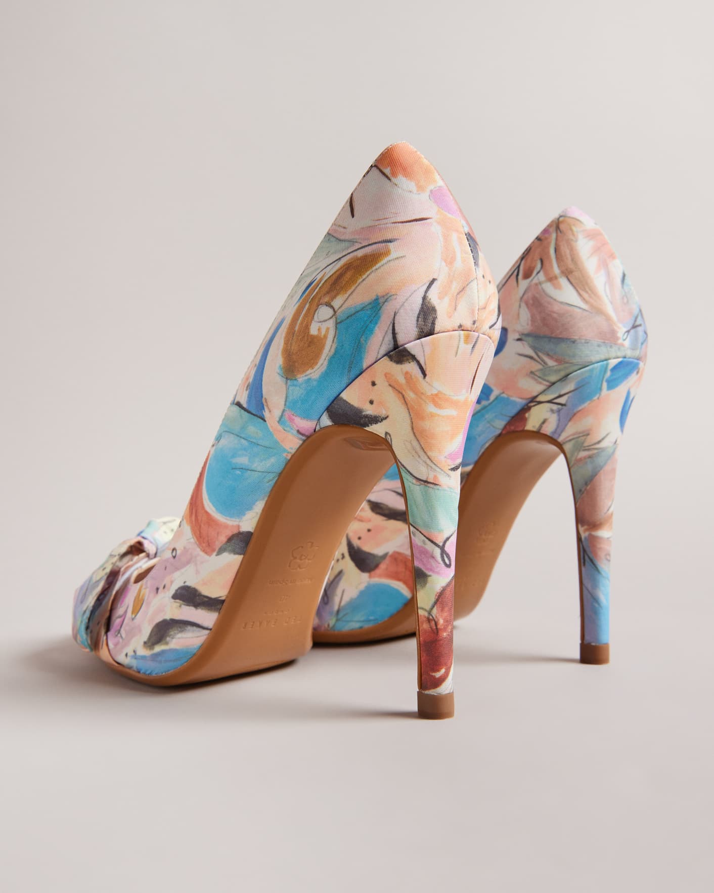 Multicolor Art Print Court Heels With Bow Ted Baker