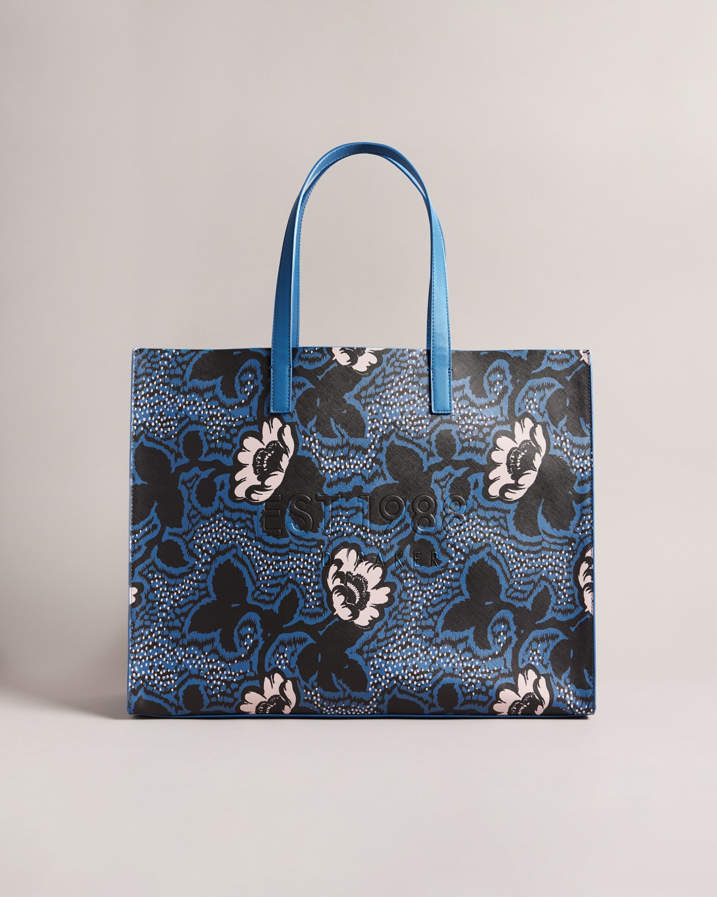 Dark Blue Graphic Floral Icon Shopper Bag Ted Baker