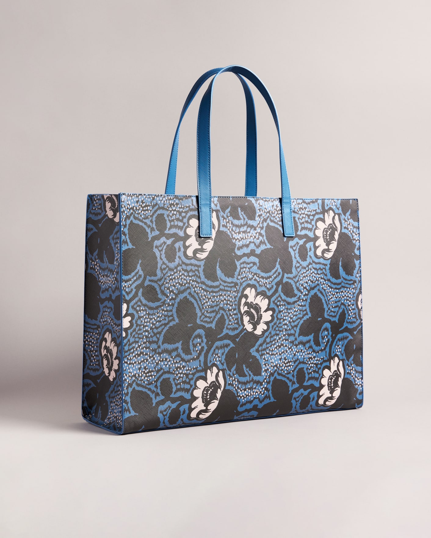 Dark Blue Graphic Floral Icon Shopper Bag Ted Baker