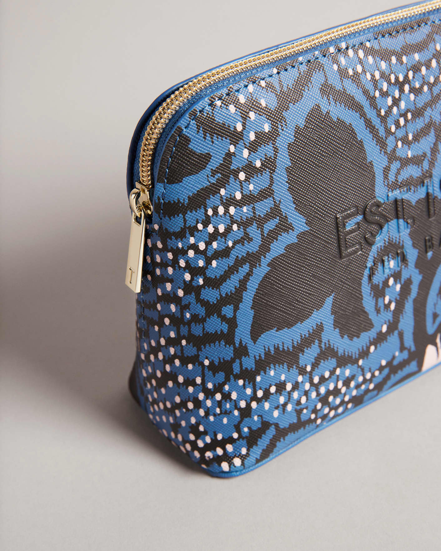 Dark Blue Graphic Floral Make Up Bag Ted Baker