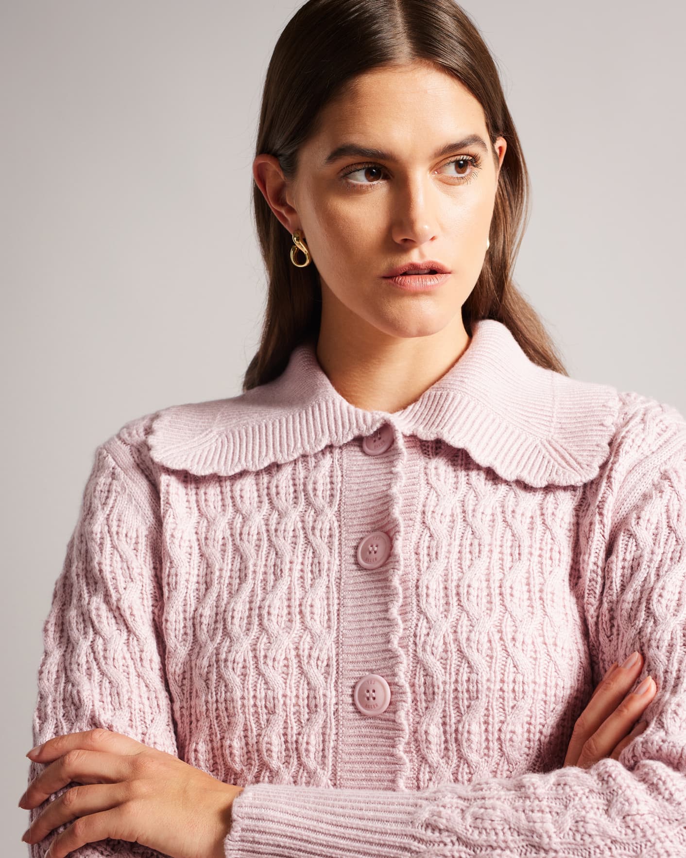 Dusky Pink Cardigan With Pointelle Detail Ted Baker