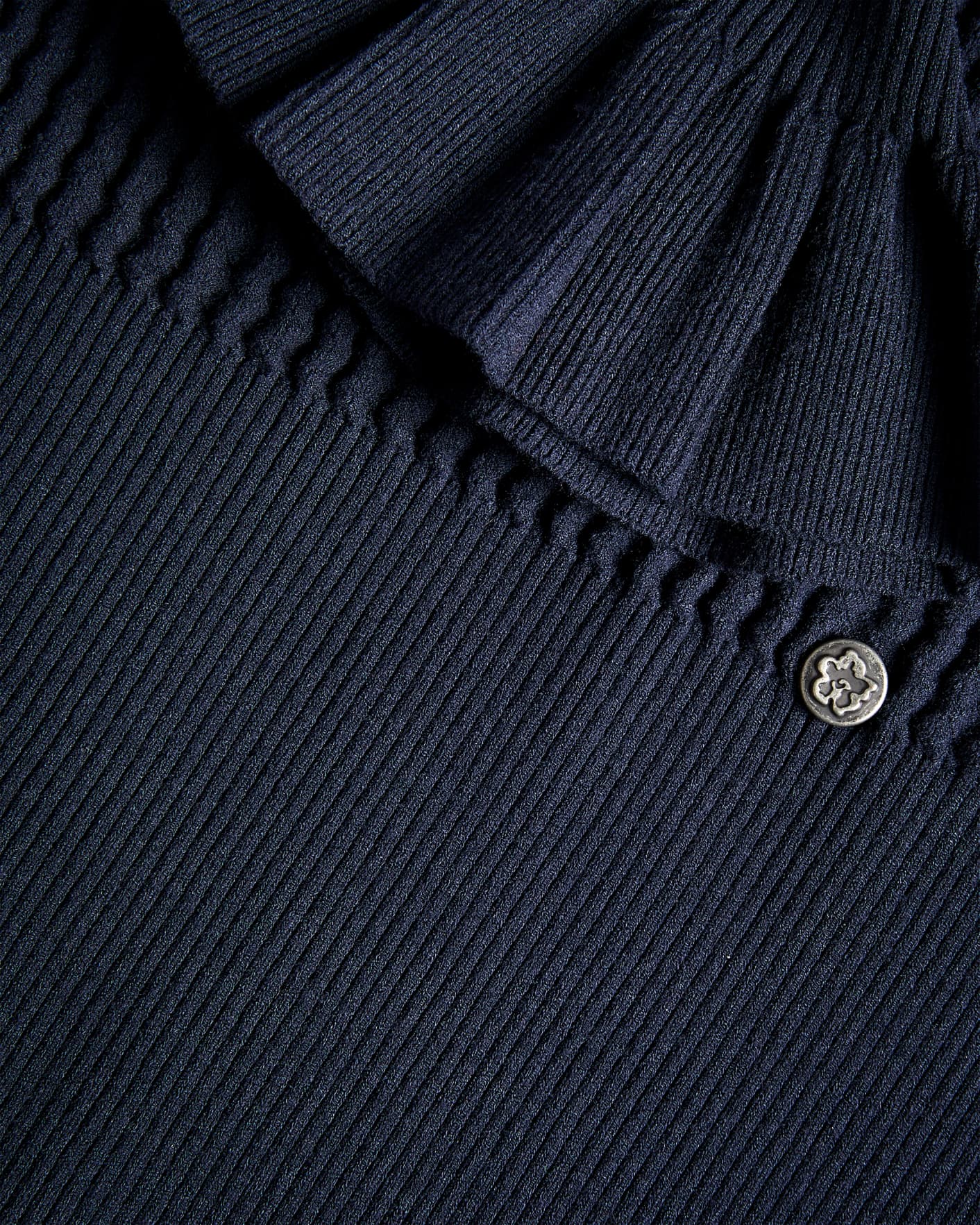 Navy Frill Oversized Collar Polo Top Ted Baker