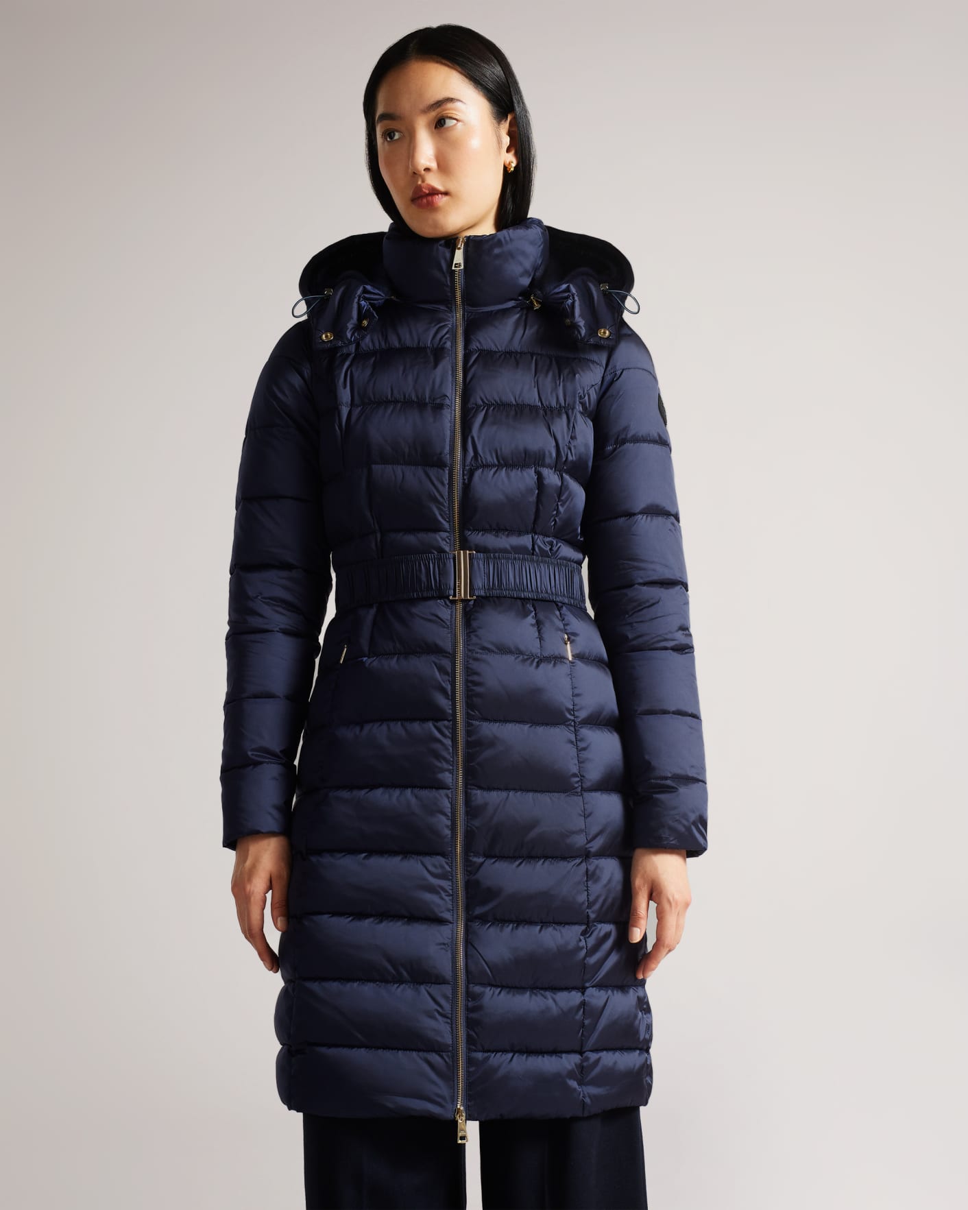 Womens Navy Padded Jacket With Hood | lupon.gov.ph