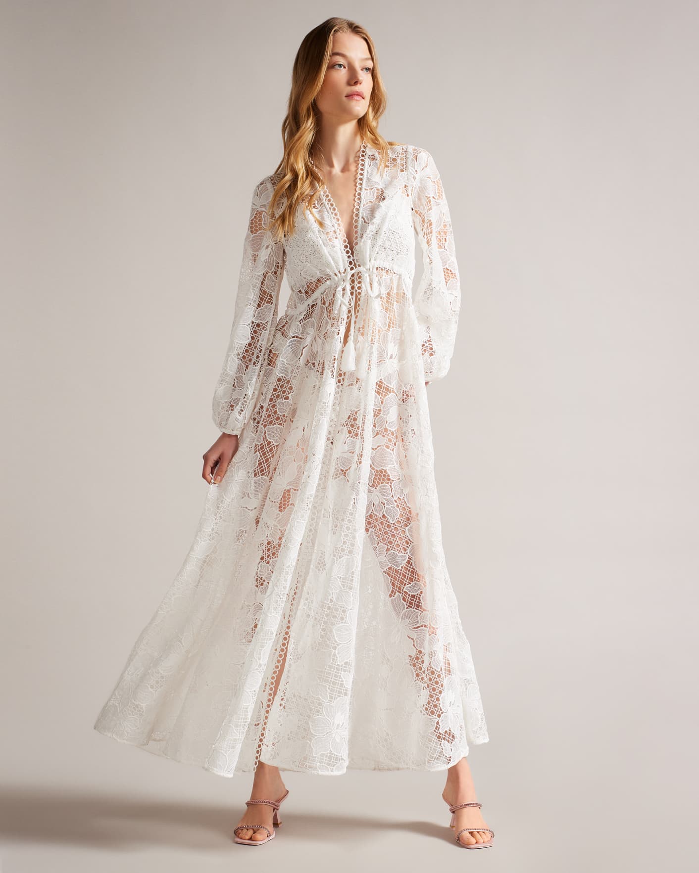 White Ted Baker Lace Beach Dress