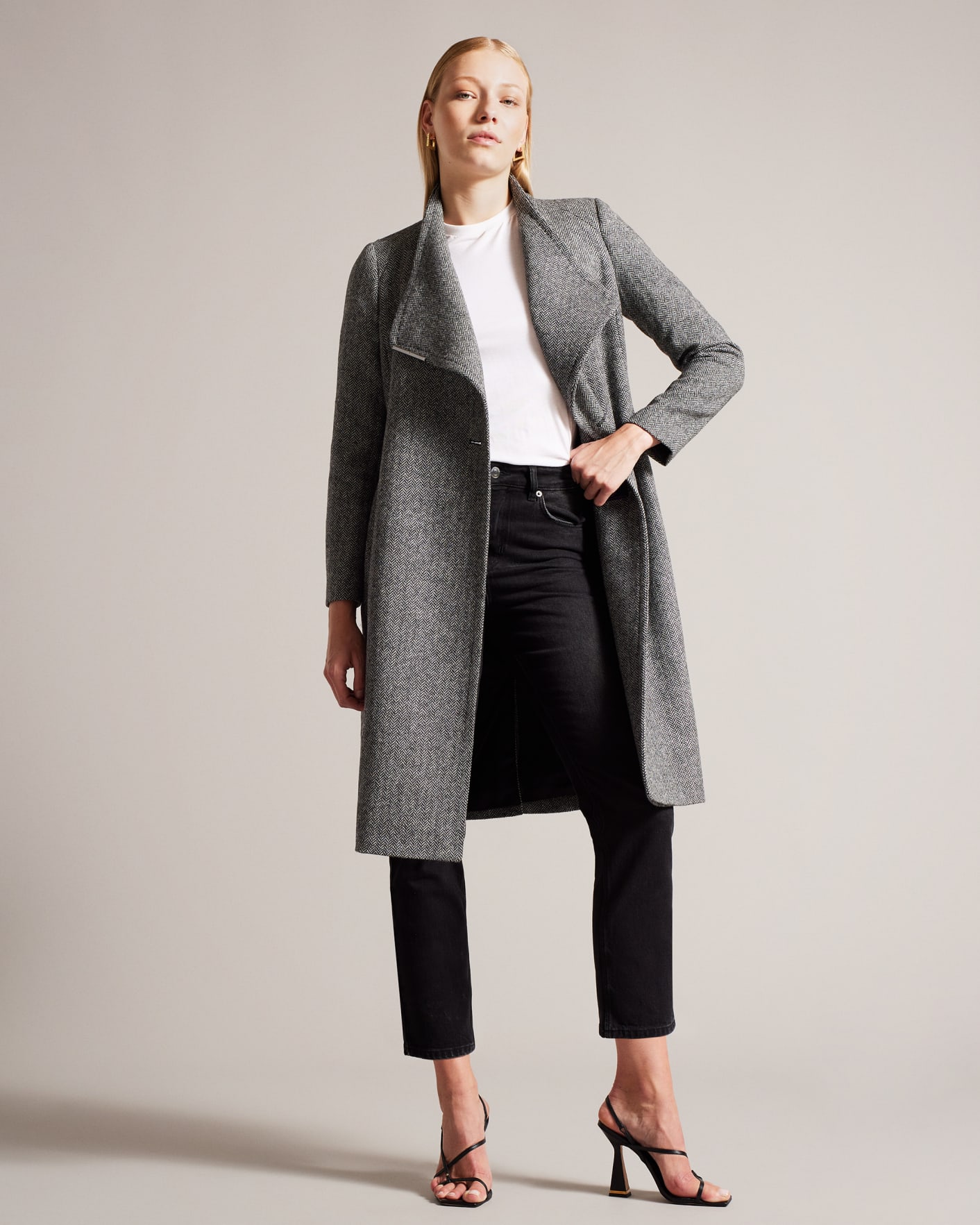 Herringbone Leather Long Coat - Women - Ready-to-Wear