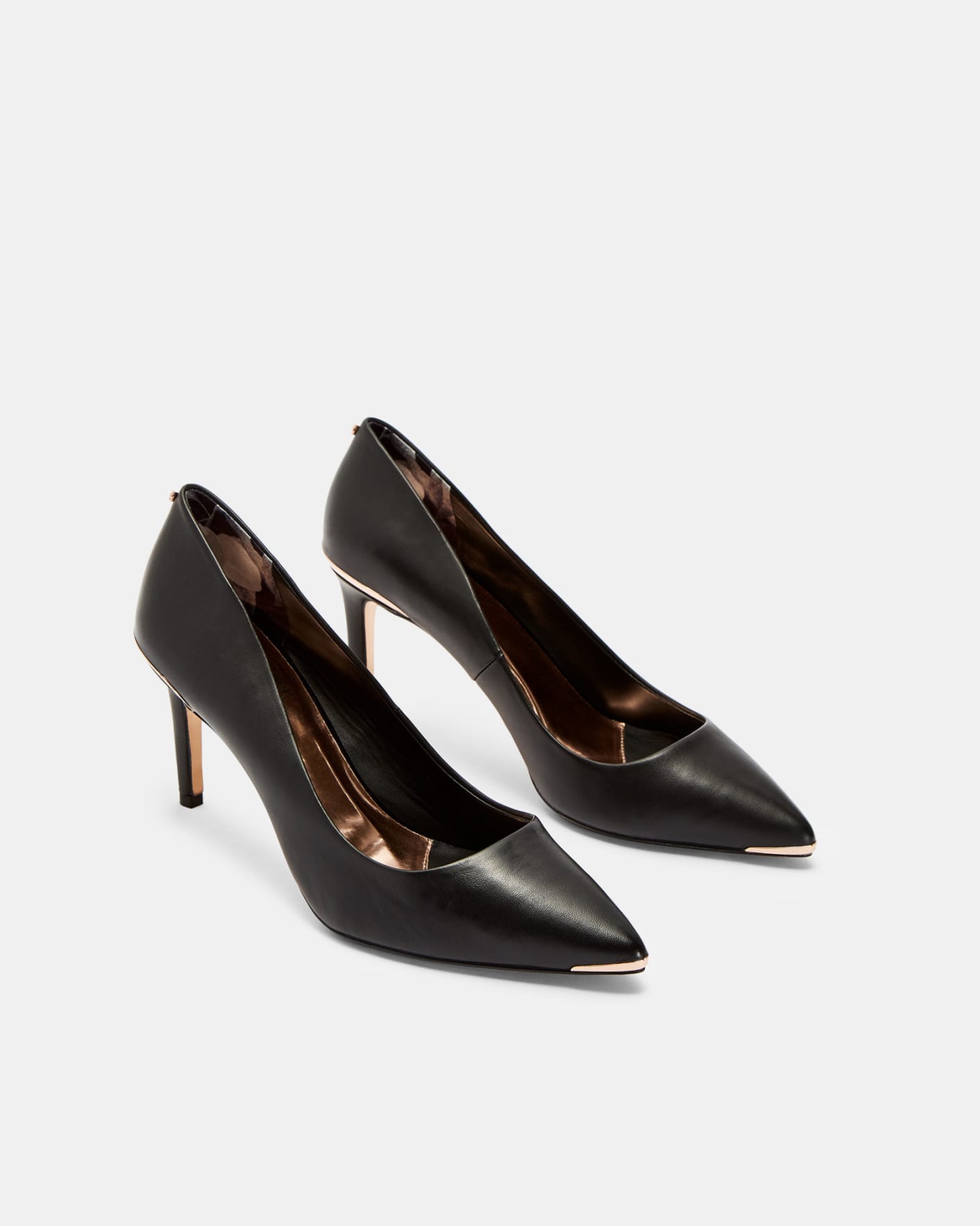 Black Pointed toe leather court shoes Ted Baker