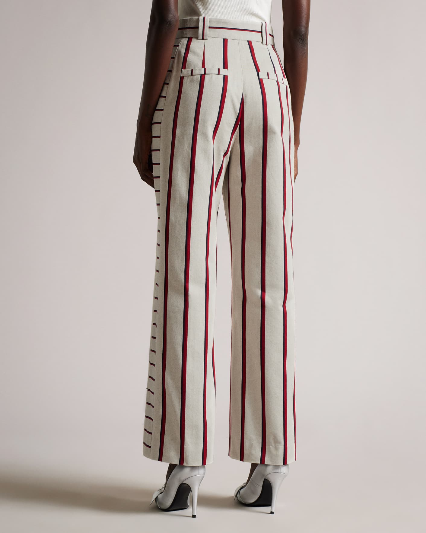 Natural MIB Striped Wide Leg Trouser Ted Baker