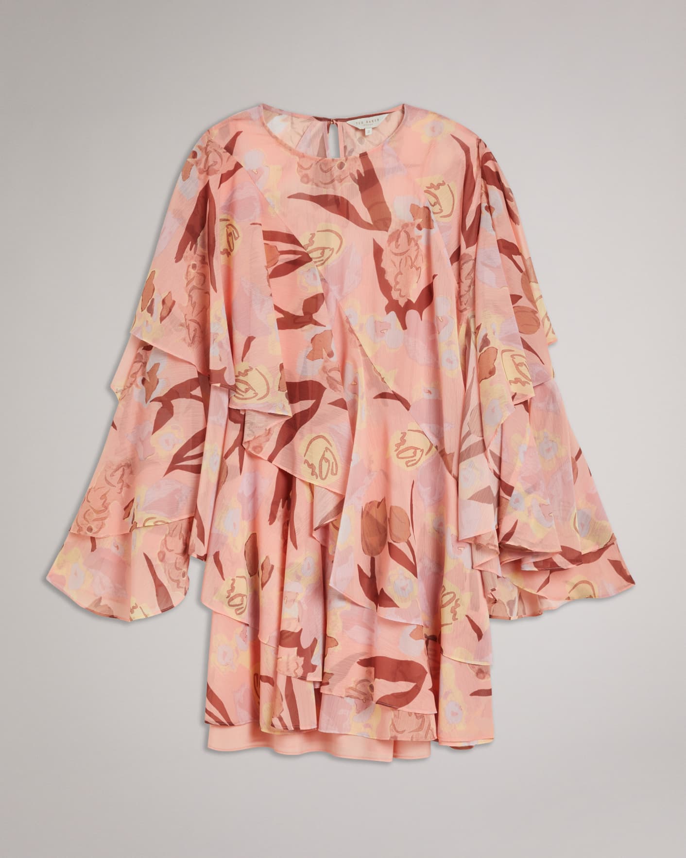 Coral Floral Ruffle Mini Dress Ted Baker