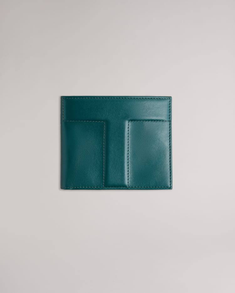 Buy Ted Baker Men Dark Green Hood T Leather Bifold Wallet Online - 751071