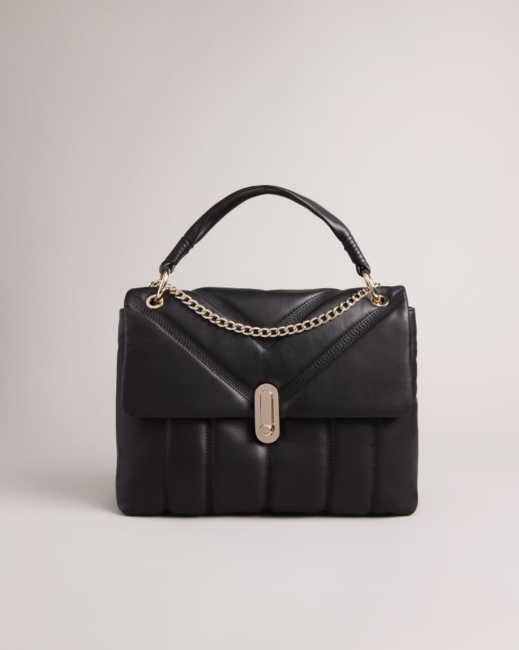 Black Puffer Quilted Leather Shoulder Bag | Ted Baker UK
