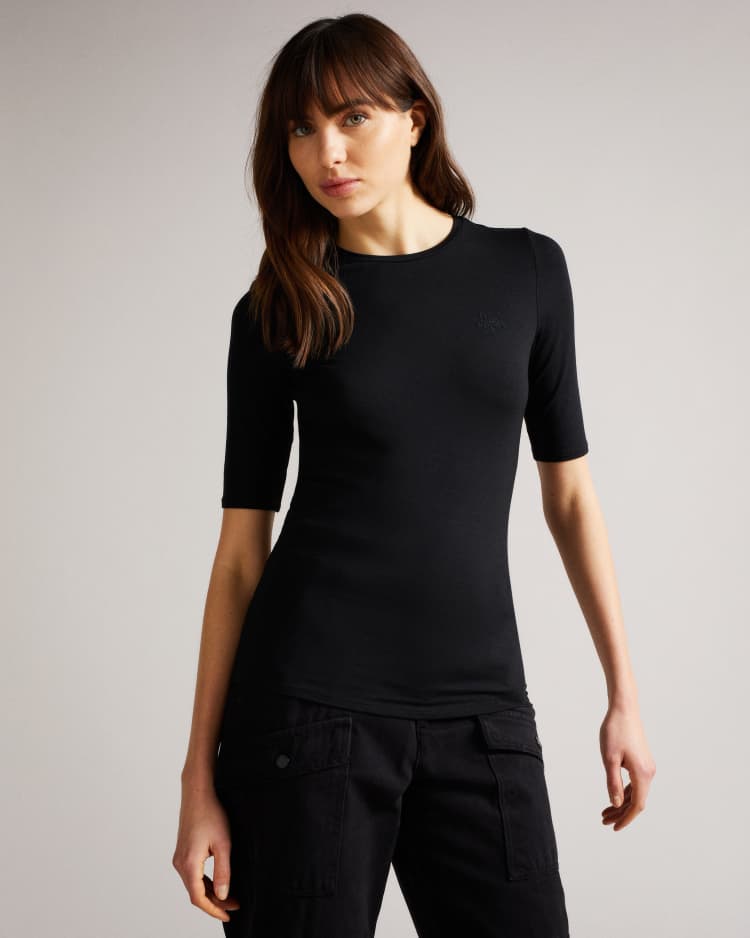 Black Fitted Jersey Tee | Ted Baker UK
