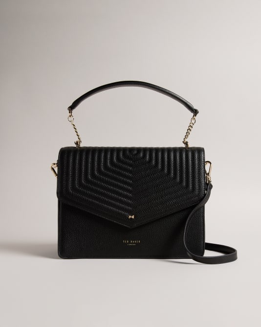Men's Luxury Bags - Fendi Black Leather Clutch with Grey Logo