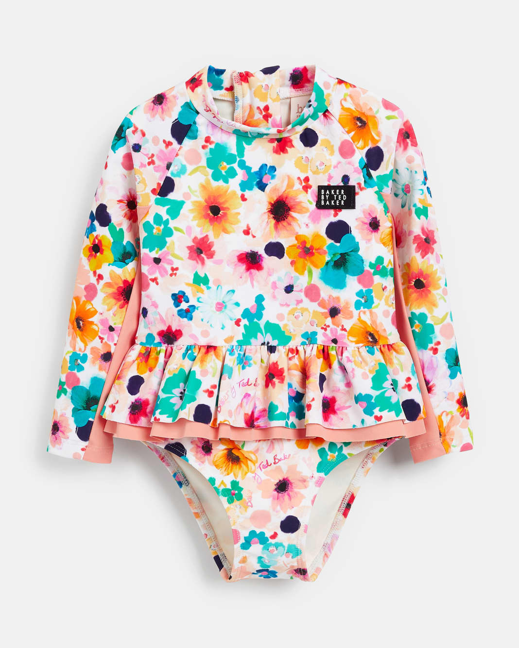 테드 베이커 여아용 수영복 Ted Baker Floral Printed Long Sleeve Swimsuit,Multicoloured