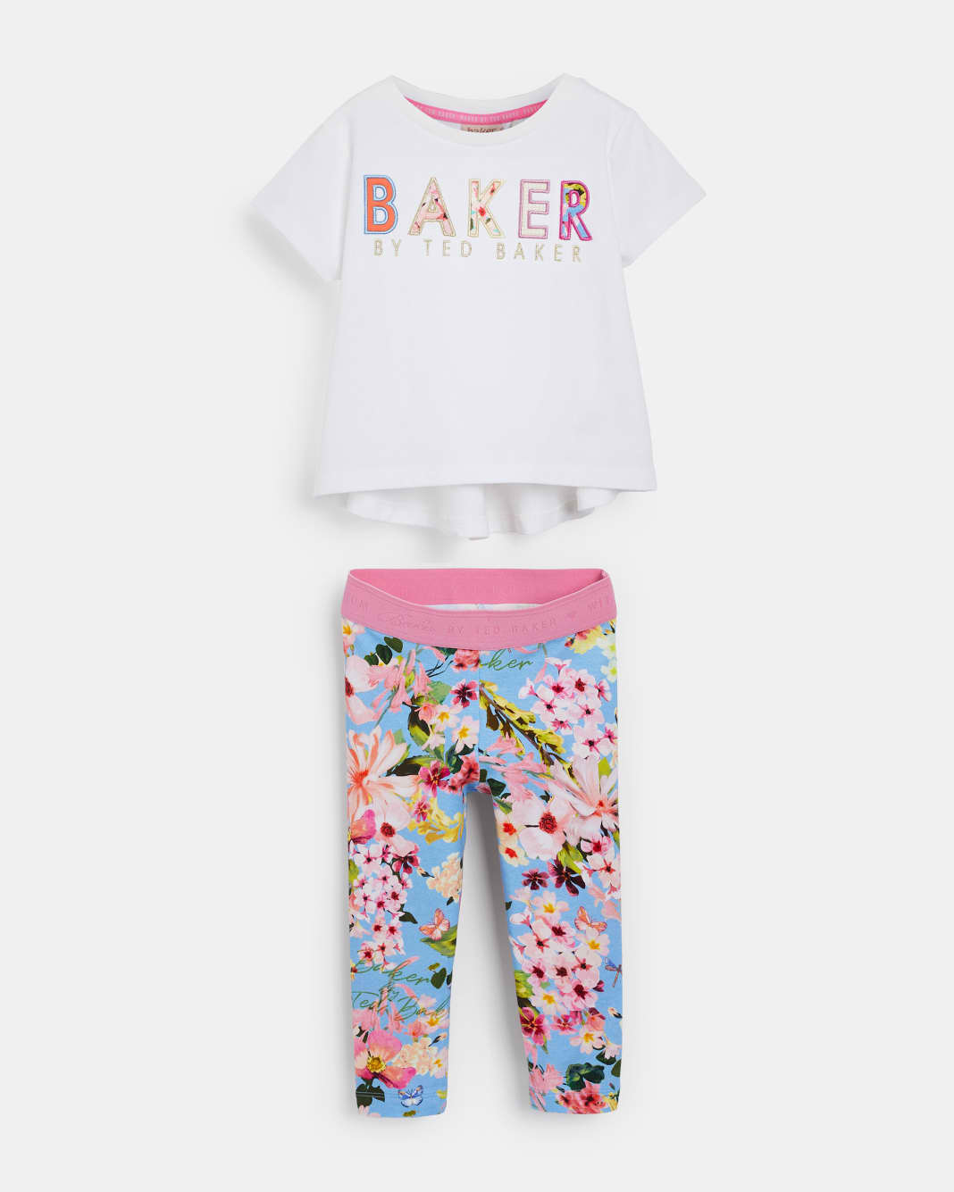 테드 베이커 여아용 탑 &amp; 레깅스 세트 Ted Baker Floral Top And Leggings Set,Multicoloured