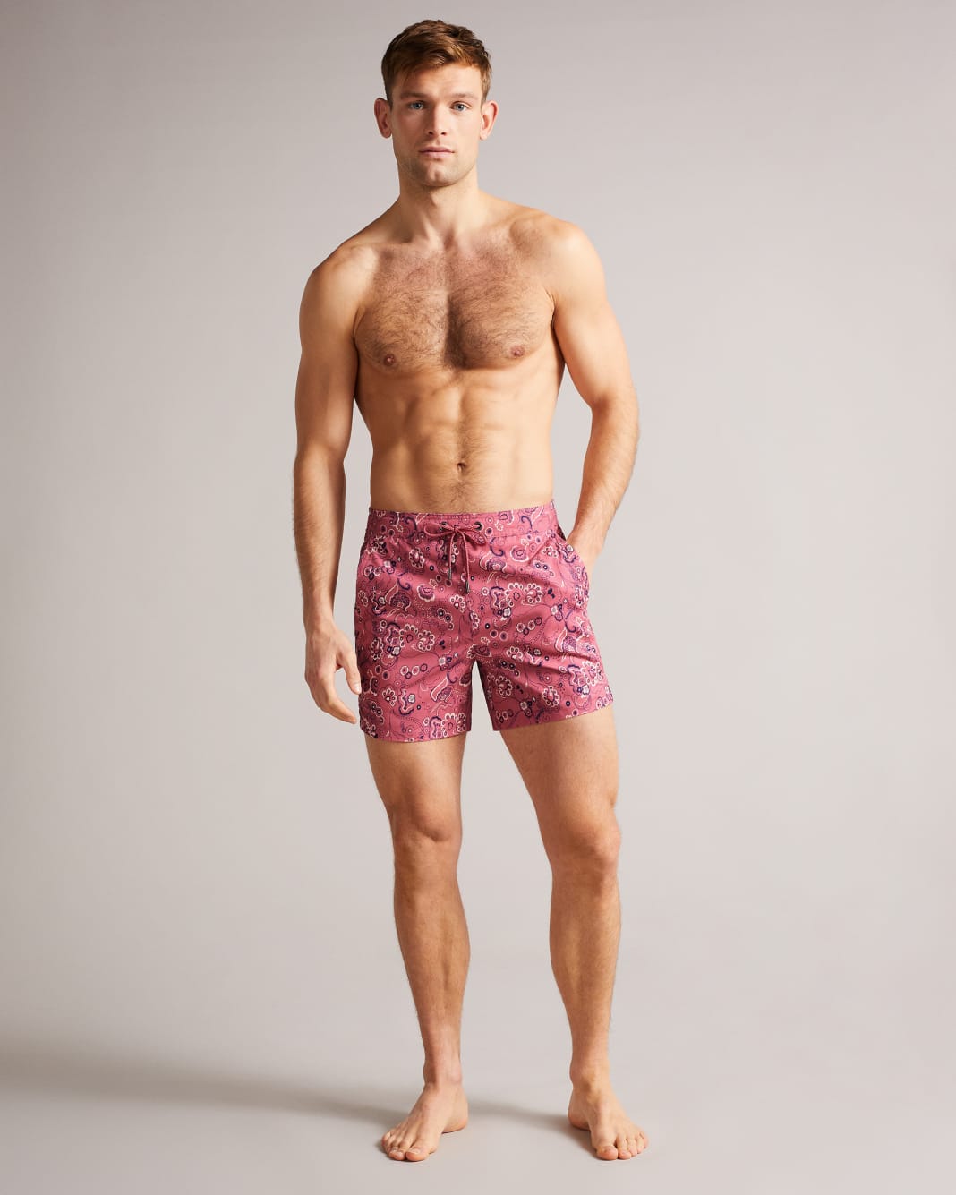 테드 베이커 Ted Baker Paisley Printed Swim Shorts,Pink