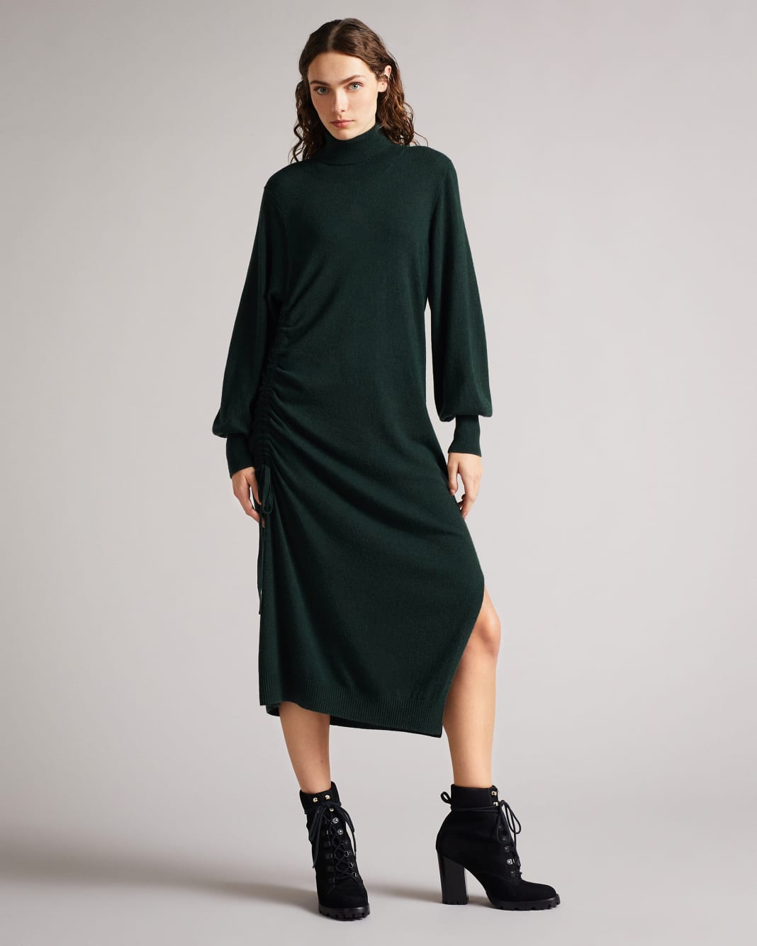 테드 베이커 원피스 Ted Baker Knitted Dress With Ruched Side Detail,Green