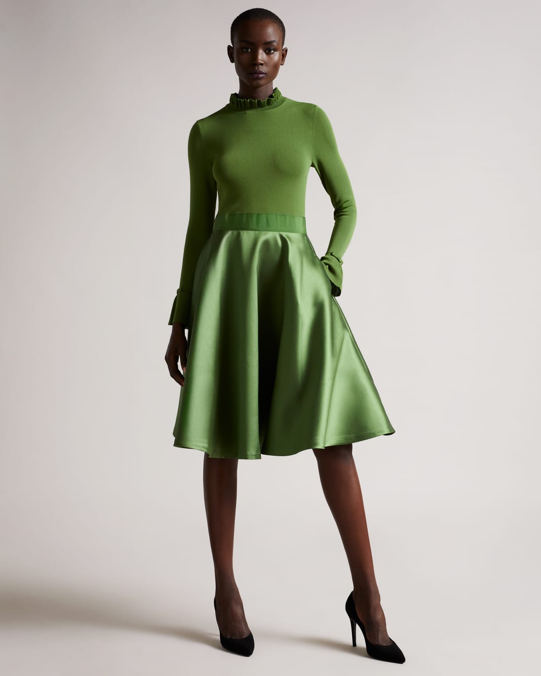 테드 베이커 원피스 Ted Baker Knitted Frill Full Skirt Dress,Green