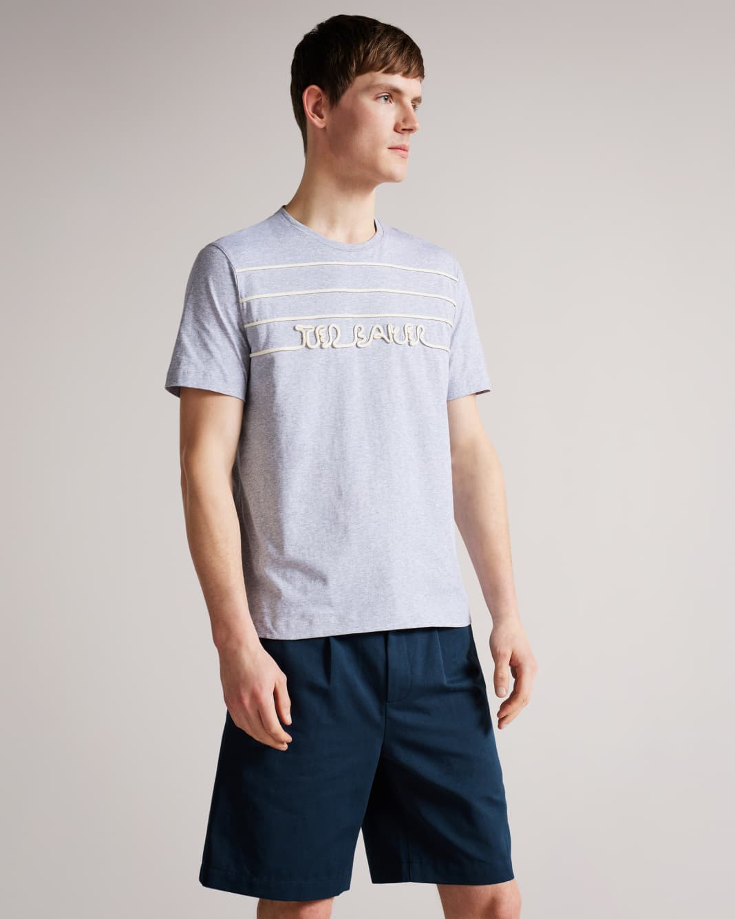 테드 베이커 반팔티 Ted Baker Short Sleeve Rope Branded T-Shirt,Grey-Marl