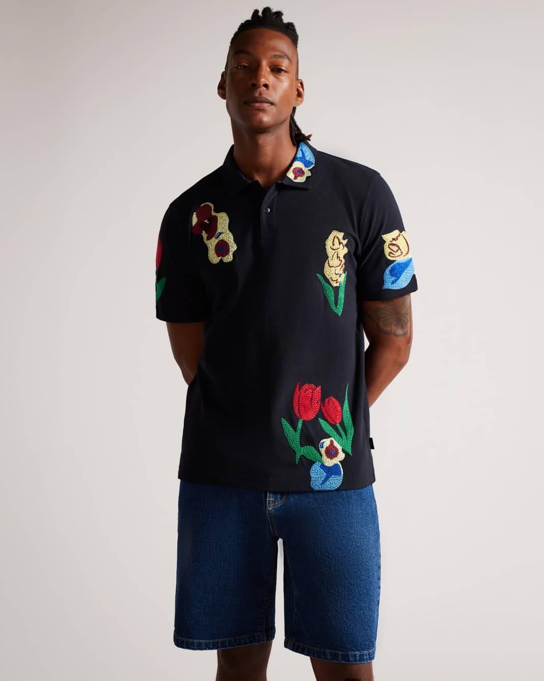 테드 베이커 폴로셔츠 Ted Baker Embroidered Oversized Polo Shirt,Navy