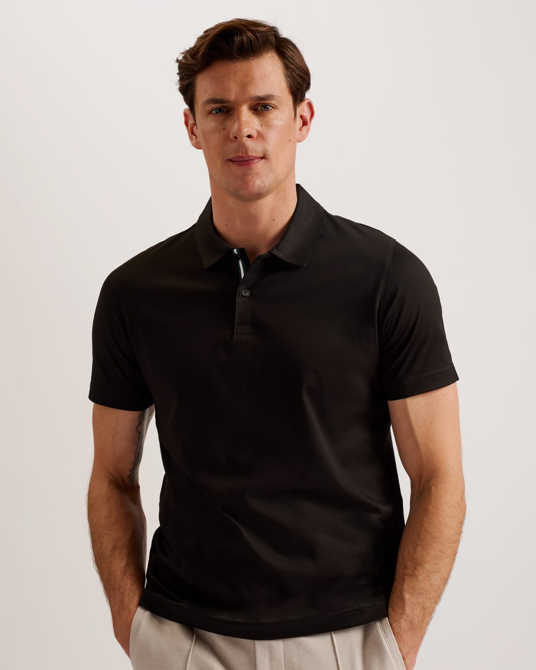 테드베이커 Tedbaker Short Sleeve Slim Fit Polo Shirt,Black