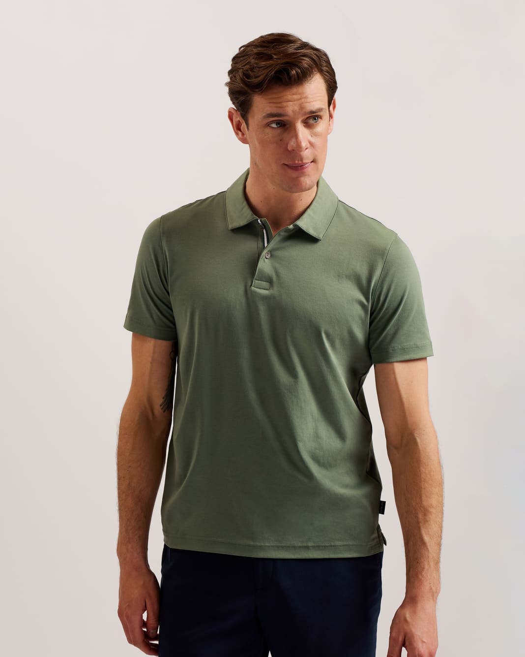 테드베이커 Tedbaker Short Sleeve Slim Fit Polo Shirt,Khaki