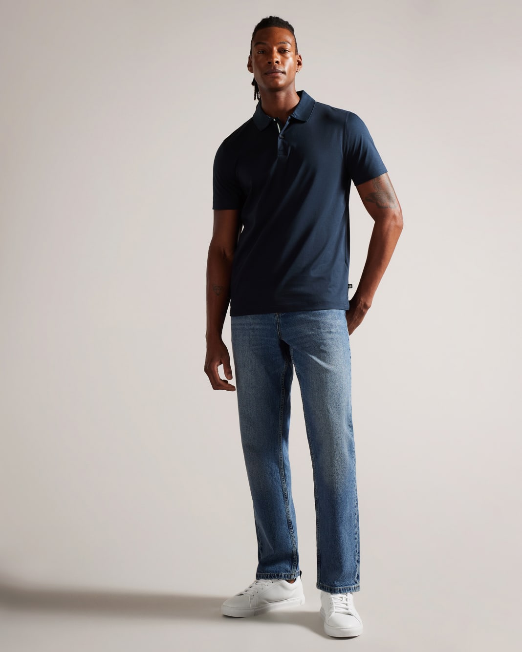 테드베이커 Tedbaker Short Sleeve Slim Fit Polo Shirt,Navy