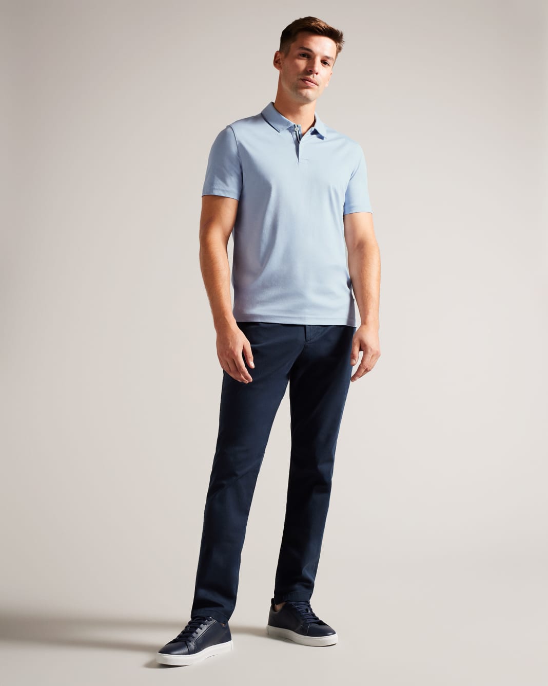 테드베이커 Tedbaker Short Sleeve Slim Fit Polo Shirt,Pale Blue