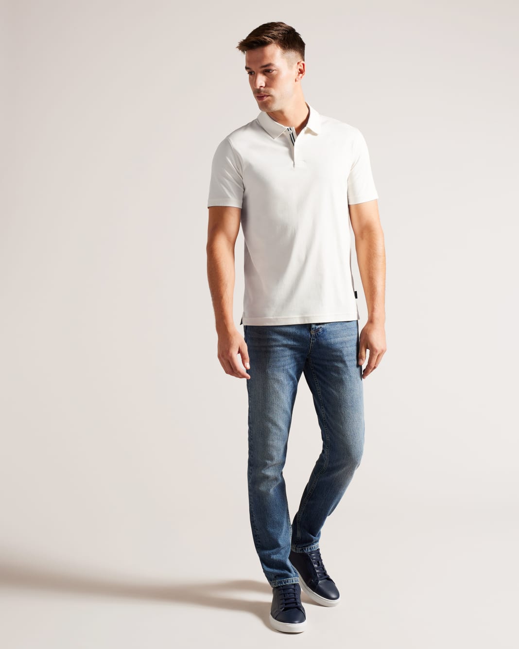 테드베이커 Tedbaker Short Sleeve Slim Fit Polo Shirt,White