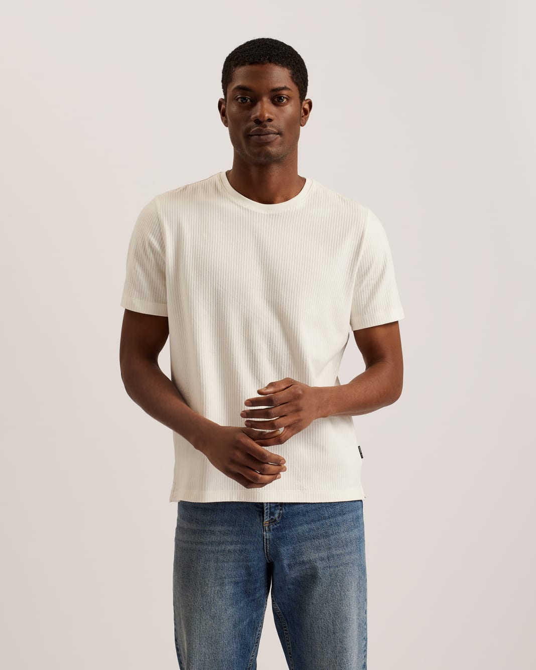 테드베이커 Tedbaker Textured Regular Fit T-Shirt,White