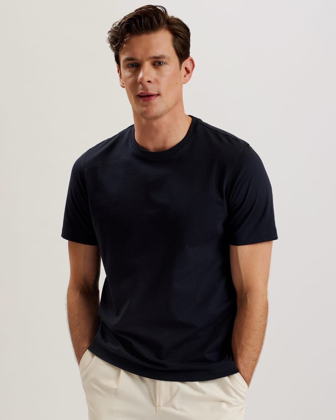 테드베이커 Tedbaker Short Sleeve Regular Fit Plain T-shirt,Navy