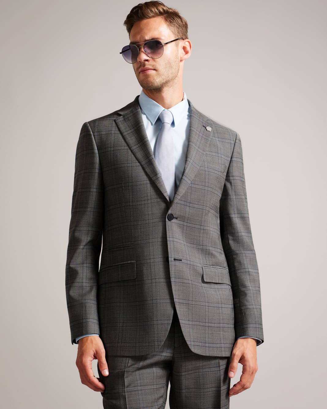 테드베이커 Tedbaker Regular Fit Wool Check Suit Jacket,Grey