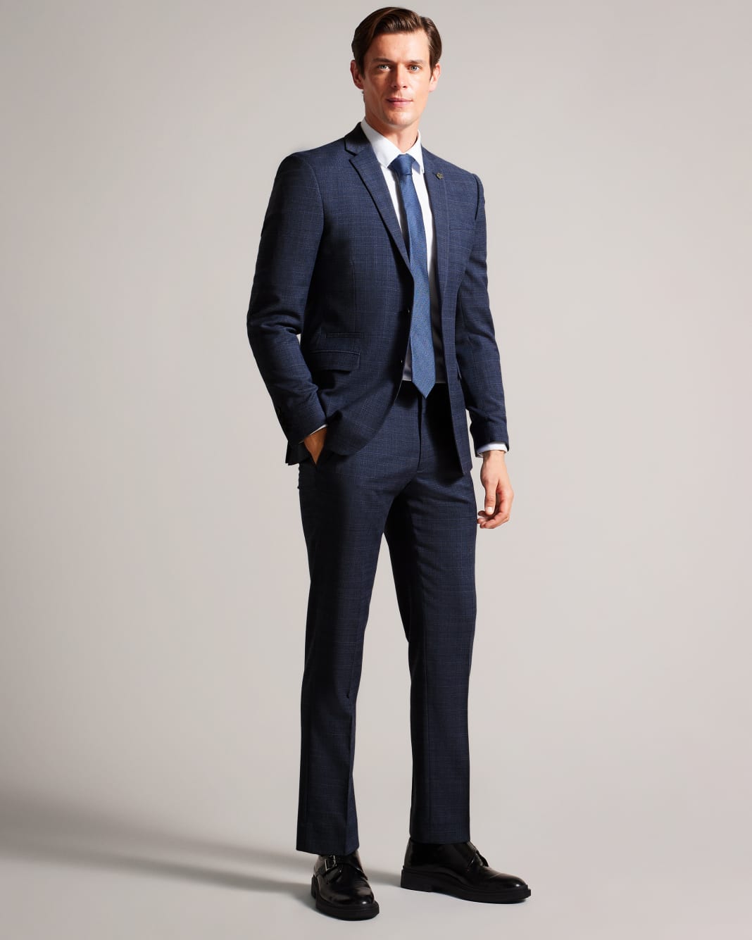 테드베이커 Tedbaker Wool Blend Check Suit Trousers