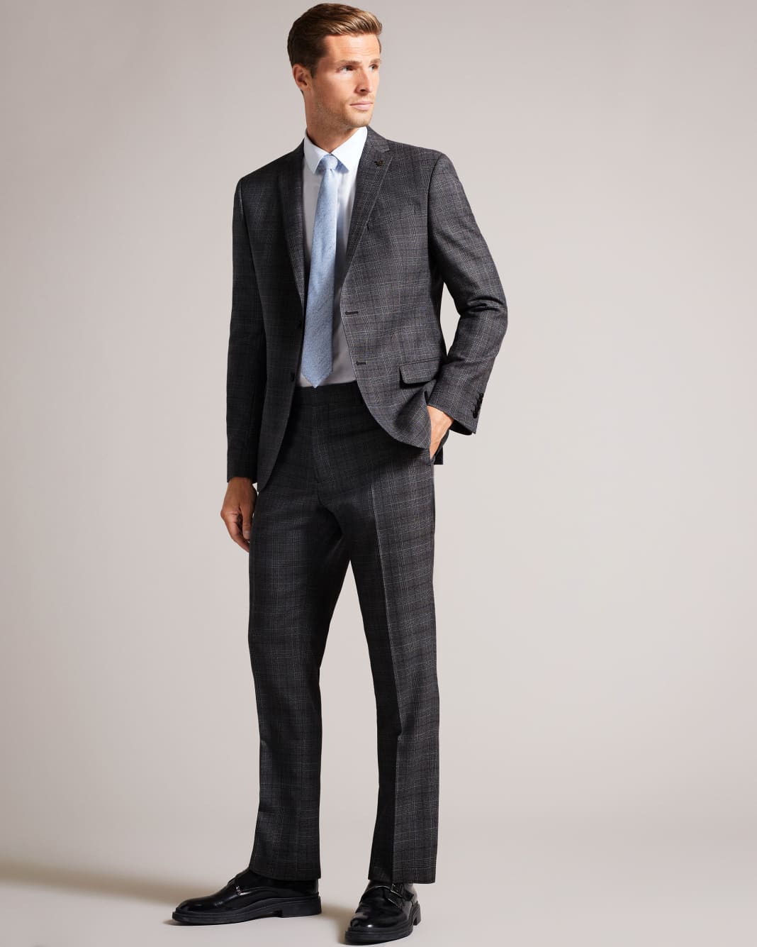 테드베이커 Tedbaker Slim Fit Check Suit Trousers