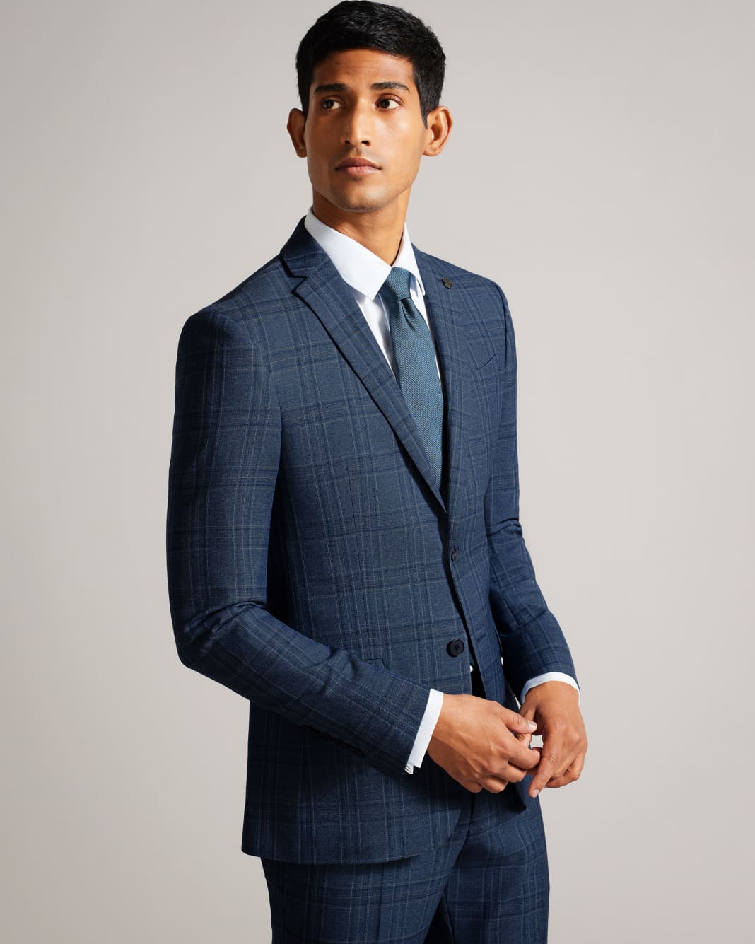 테드베이커 Tedbaker Wool Blend Slim Check Suit Jacket