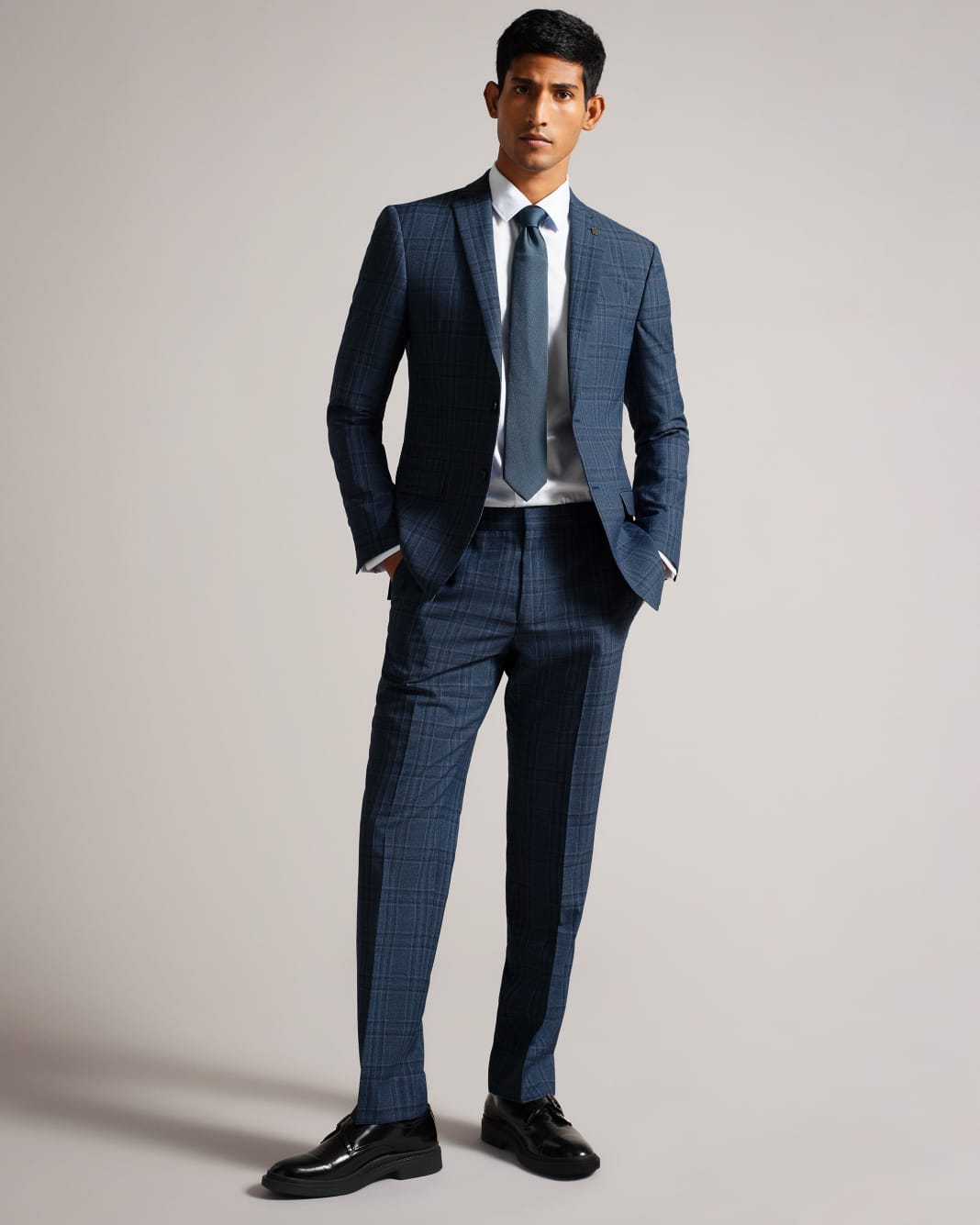 테드베이커 Tedbaker Wool Blend Slim Check Suit Trousers