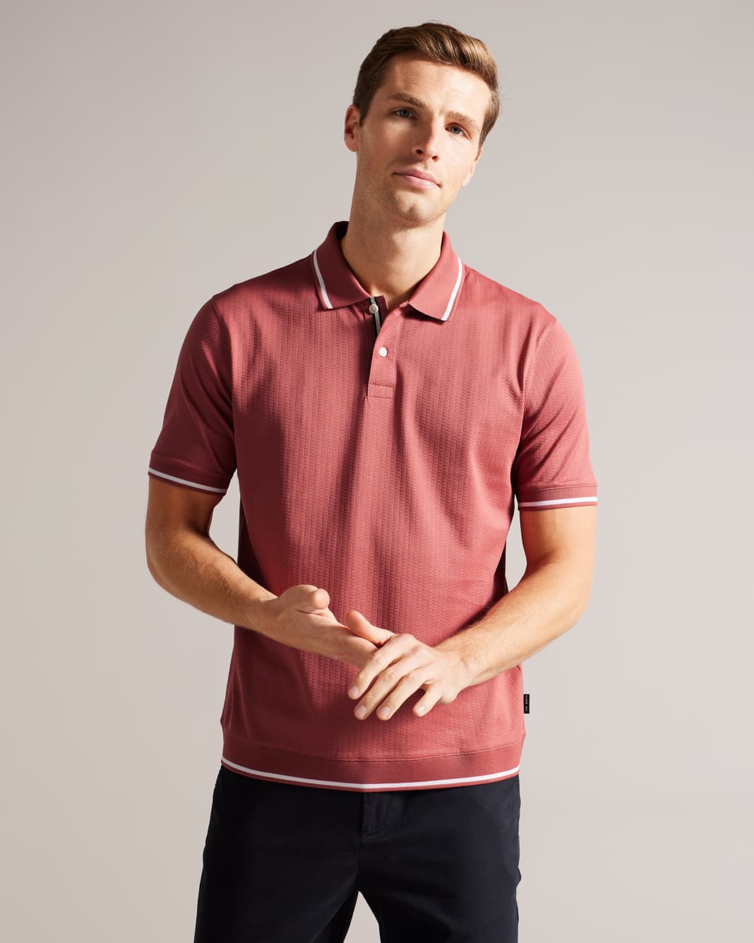 테드베이커 Tedbaker Regular Fit Textured Polo Shirt