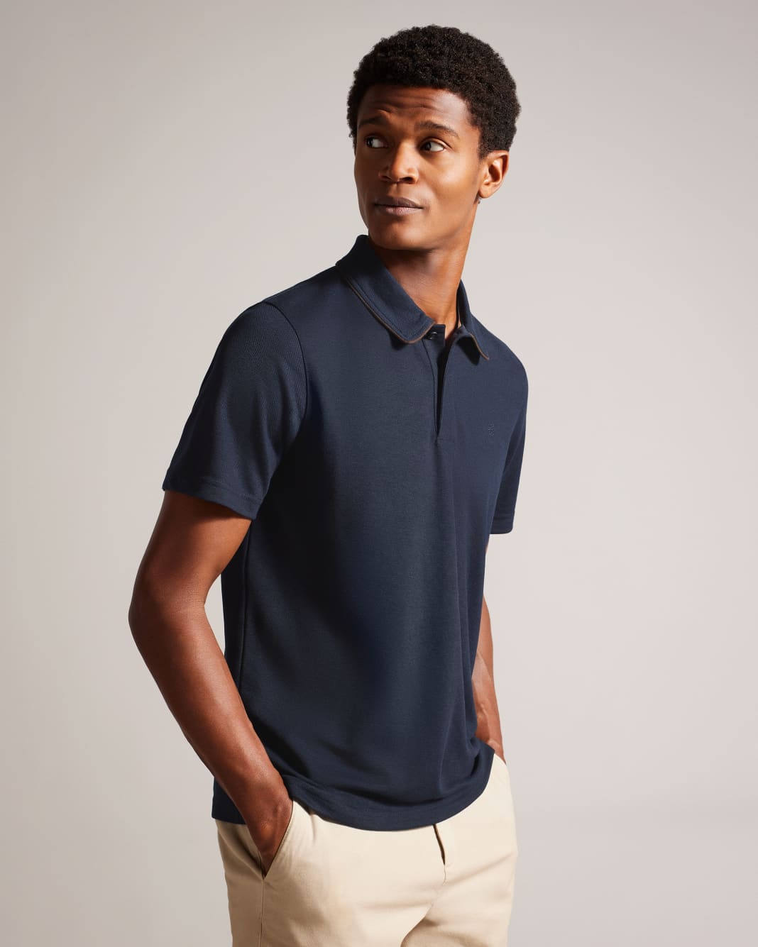 테드베이커 Tedbaker Short Sleeve Polo Shirt With Suedette Trim