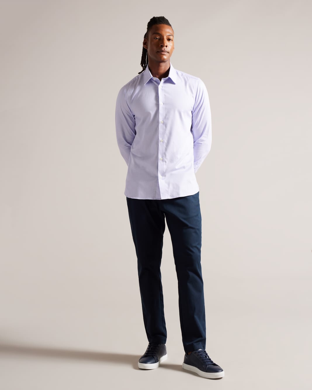 테드베이커 Tedbaker Long Sleeve Bi-Stretch Pinstripe Shirt