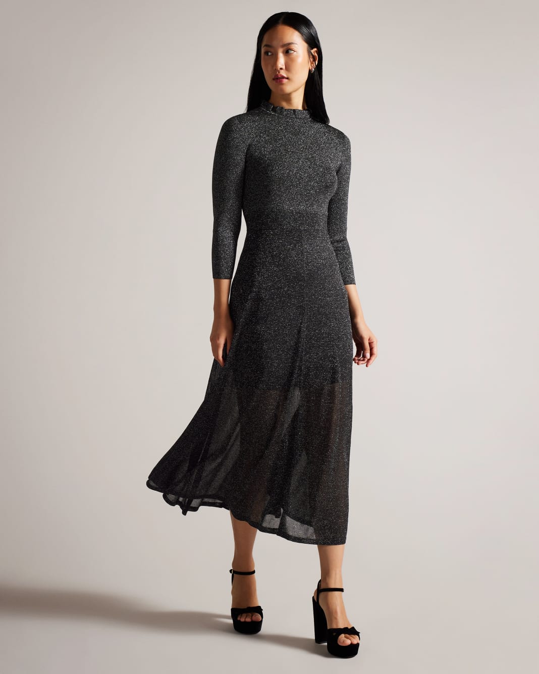 테드베이커 Tedbaker Metallic Knitted Maxi Dress