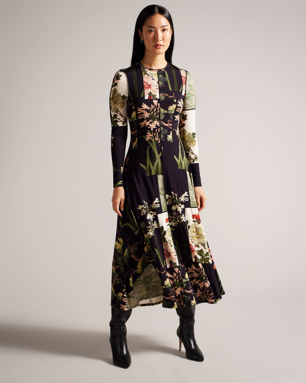 테드베이커 Tedbaker Floral Collage Midaxi Dress With Seams