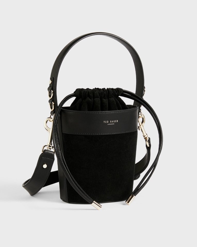 Black Sleek Equestrian Hobo Mini Bucket Bag